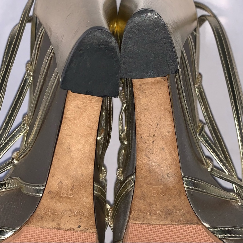 CHRISTIAN DIOR Gold Frisson Hi Calfskin 829 Gris Clair Strapy Platform S… - Picture 10 of 12